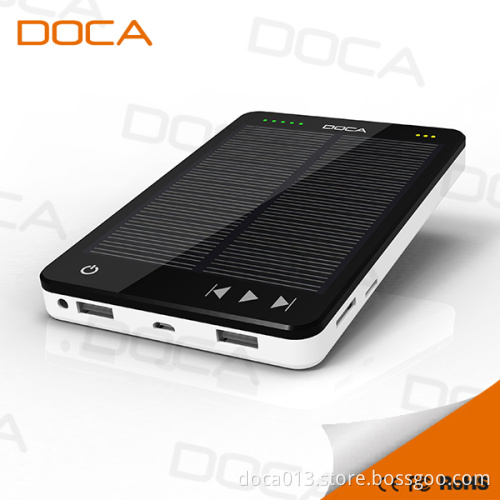 New Arrival Doca D595 Solar Charger Power Bank with MP3 Player 10000mAh